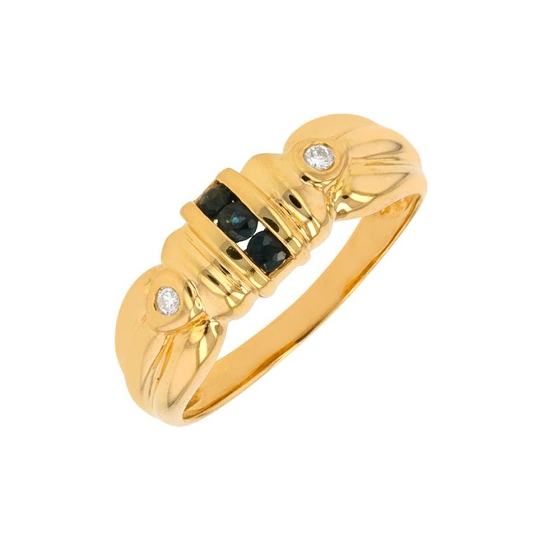 Bague saphirs 0.15 carat et diamants 0.05 carat or jaune 4g Comme neuf -  reconditionné disponible sur Gemme Les Bijoux